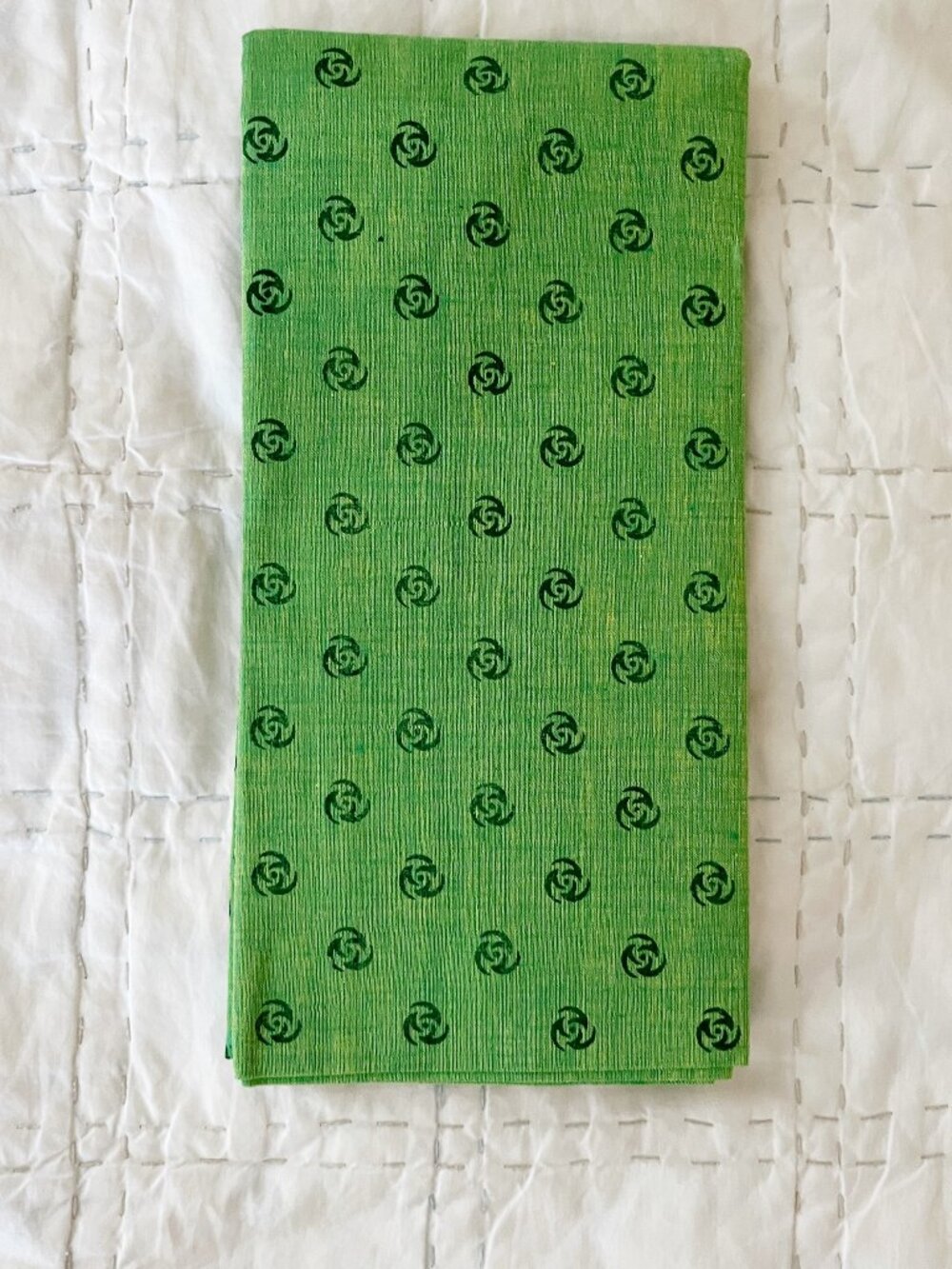 Green Tribal Spiral Floral motif block print unstitched saree lehenga blouse